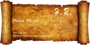 Hain Riza névjegykártya